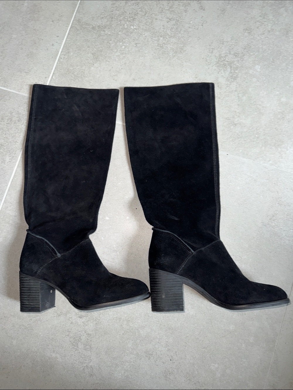 Frye & Co Black Suede knee high Block Heel Women's Western Boots Size 7